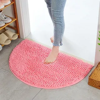SPORTARC Rutschfeste, saugfähige Badematte, Heimteppich, Bodenmatte, weiche Chenille-Badematte, halbrunde Mikrofaser, Badezimmer-Duschteppich, 40 x 60 cm, Rosa