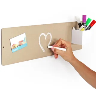 KalaMitica - Magnettafel für die Wand, Kreidetafel Magnetisch aus Stahl, beschreibbar mit Kreide und abwischbar, Pinnwand für Magnete - Beige - 14 x 50 cm