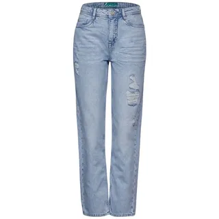 STREET ONE Damen Jeans Straight Leg light blue destroyed 29W / 28L