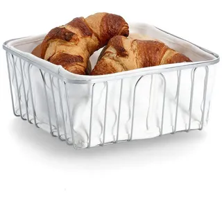 Brotkorb 28/28 cm , Weiß , Metall , 28.2x11.2x28.2 cm , Geschirr, Tischkultur & Serviergeschirr, Brotkörbe