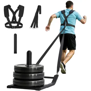 Vevor Gewichtsschlitten Kraftschlitten, Fitness-Krafttrainingsschlitten zur Verbesserung der Geschwindigkeit bei sportlichen Übungen, Fitnessgerät mit Gurt, kompatibel mit 25/51 mm Gewichtsscheiben