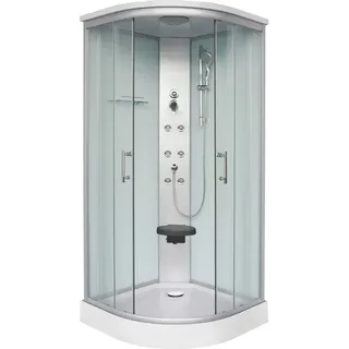 Duschkabine , Chromfarben , Metall, Glas , 90x215x90 cm , Badezimmer, Baden & Duschen, Duschkabinen