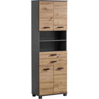 Schildmeyer Palermo Hochschrank 701947, Anthrazit/Artisan Eiche Dekor, 59,8 x 23,6 x 180,9 cm