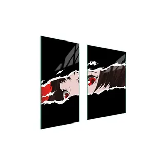 Herdabdeckplatten 2 teilig 75x52 Ceranfeld Abdeckung Glas Schneidebrett Frau Schwarz