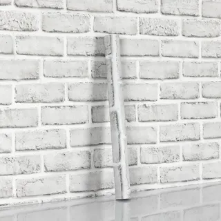 Hode Selbstklebende Tapete Steinoptik Selbstklebende Folie Ziegel für Küche | 44X1000cm Klebefolie Möbel Steintapete Weiß Möbelfolie Backstein Wandtapete für Wohnzimmer Schlafzimmer Wand Stein Dekorative