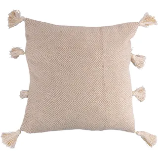 Dekokissen 45 x 45 cm aus Baumwolle mit seitlichen Quasten, beige, Goldie