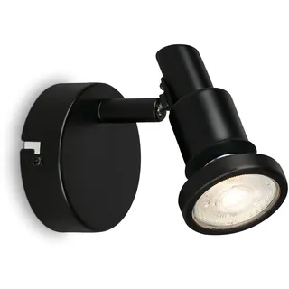 Briloner Leuchten - LED Wandleuchte Badezimmer, verstellbar, LED Wandlampe Bad, IP44, warmweiße Lichtfarbe, GU10, Schwarz, 80x106 (DxH)