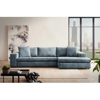 Home affaire Ecksofa »SLEETLAND XXL in Samtvelours oder Vintage-Leder-Optik, L-Form,« besonders groß und bequem, blau