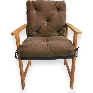 4L Textil Gartenstuhlauflage Niedriglehner Hochlehner (50x70x50 cm, Braun) - Braun