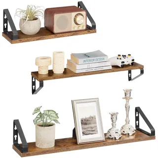 VASAGLE Wandregal 3er Set 40 x 50 x 60 cm Vintagebraun-Mattschwarz