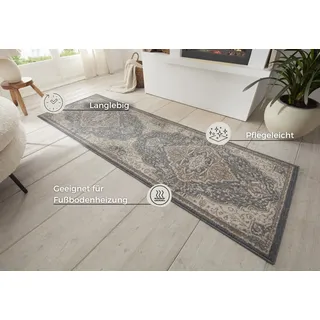 HANSE HOME Orken schwarz (schwarz,braun), B:80cm H:8mm L:200cm, Polypropylen (PP), Teppiche, Teppich, Kurzflor, Vintage, Wohnzimmer, Schlafzimmer, Esszimmer
