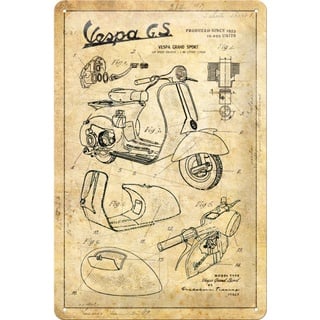 Nostalgic Art Vespa - Parts Sketches, Blechschild - 30 cm x 20 cm