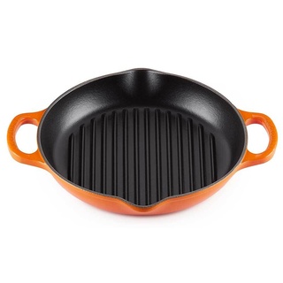 Le Creuset Grillpfanne Signature rund mit zwei Griffen Ofenrot