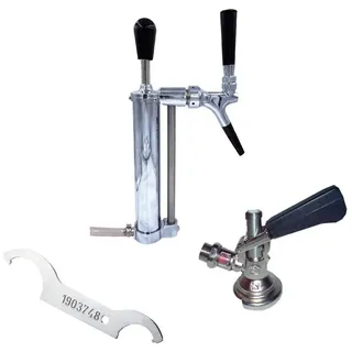 ich-zapfe Bierzapfanlage Komplett Set Bierpumpe, Picknickpumpe mit Kolbenschankhahn 3/4, Co2-Abgang, Zapfkopf: Flach