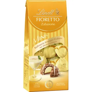 Lindt Schokolade - FIORETTO Minis Zabaione | 115 g | Ca. 10 Vollmilch Pralinen mit Zabione-Trüffel-Füllung umhüllt von knusprigem Crisp, alkoholhaltig | Pralinengeschenk | Schokoladengeschenk