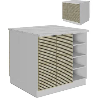 Vicco Kücheninsel Fame-Line, 90 cm ohne Arbeitsplatte, Eiche Paneel/Weiß - Braun, Weiß