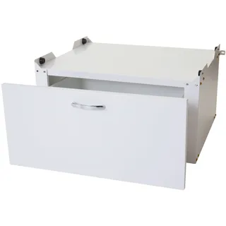 Waschmaschinenunterschrank HWC-E50, Sockel Podest Erhöhung Untergestell, Schublade 33x61x62cm weiß