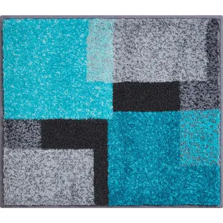 Grund Bidet-Vorleger , Grau, Schwarz, Türkis , Textil , Karo , rechteckig , 50x60 cm , Oeko-Tex® Standard 100, Made in Europe , für Fußbodenheizung geeignet, rutschfest , Heimtextilien, Badtextilien, Badematten