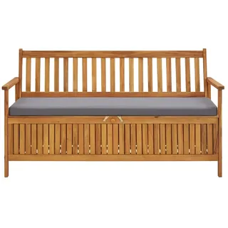 vidaXL Gartenbank mit Stauraum und Auflage 148 cm Massivholz Akazie - Grau