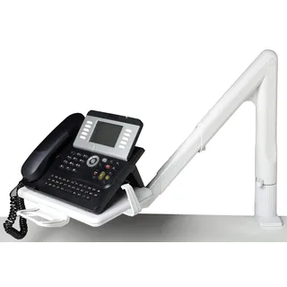 Exacompta 86540D Telefon-Schwenkarm Classic (360° schwenkbar, 250 x 175mm, Kabelführung) 1 Stück, lichtgrau