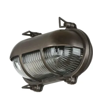 Licht-Erlebnisse Outdoor Wandleuchte Messing Glas Schwarz Antik IP64 Garten Haus H:13 cm E27 Schiffsleuchte oval Maritime Wandlampe Außen SKIATHOS