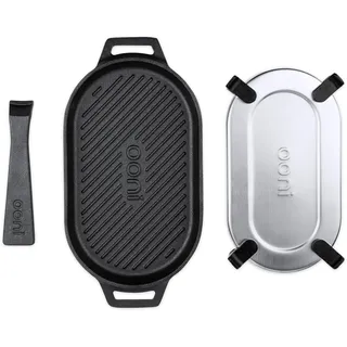 Ooni Grizzlerplatte aus Gusseisenpfanne – 32 cm Cast Iron Pan, Grillpfanne für Gasgrill & Induktion, Eisenpfanne für Fleisch, Fisch und Gemüse, Gusseisen-Pfanne Pizzaöfen