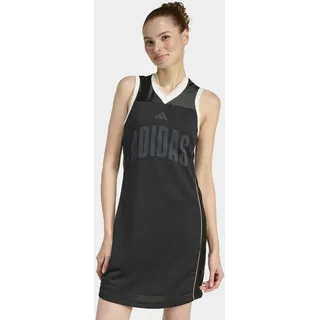 Shirtkleid ADIDAS SPORTSWEAR "W STA SEAS DRS", Damen, Gr. M, N-Gr, schwarz, crystal linen, sanftes weiß, Obermaterial: 100% Polyester, Kleider Shirtkleid