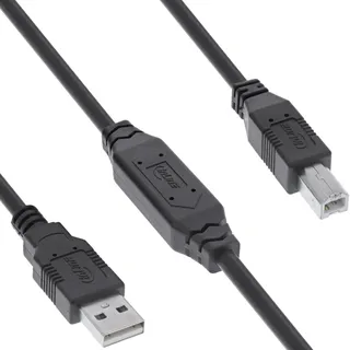 InLine USB 2.0 Aktiv-Kabel USB-A zu USB-B, Druckerkabel Verlängerung, 7,5m, 34516A