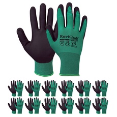 Ruvigrab - Garten-Arbeitshandschuh | Anti-Fett-Handschuhe | Gartenhandschuhe | Handschuhe für Mechaniker, Bau, Landwirtschaft | Arbeitshandschuhe für Damen und Herren, 12 Paar