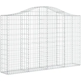 vidaXL Gabione mit Hochbogen 200x30x120/140 cm Verzinktes Eisen - Silber