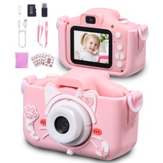 Kinder Kamera, Digitalkamera Kinder Kamera für 3 bis 12 Jahre Alter Jungen und Mädchen Spielzeug mit 12 Megapixel/Dual Lens/ 2 Inch Bildschirm/ 1080P HD/ 32G TF Karte, Geburtstagsgeschenk für Kinder