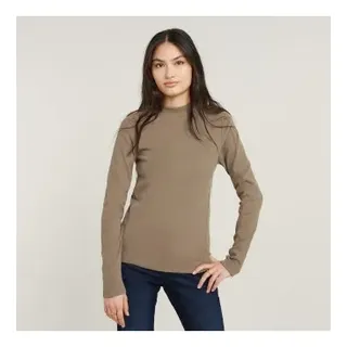 G-Star für Damen. D25033-D850-C788 Slim Rib Mock T-Shirt braun (XXS), Lässig, Langarm, Bio-Baumwolle