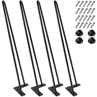 MSOBAIW 22 Zoll Haarnadel Beine, Heavy Duty Metal Tischbeine für Schrank, TV-Schränke, Schubladen, Nachttisch, 3/8" Dia Satin schwarz Zwei-Stab Eisen Draht Beine für DIY Möbel (55.88cm, schwarz)