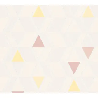 A.S. Création Vliestapete Happy Spring Tapete geometrisch grafisch im skandinavischen Stil 10,05 m x 0,53 m beige gelb grau Made in Germany 343024 34302-4