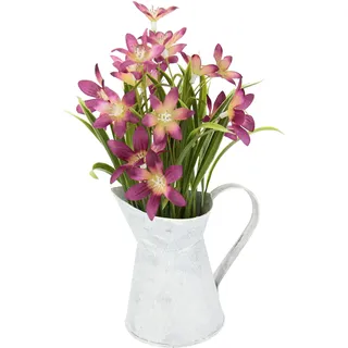 Künstliche Blume Sternblume in Kanne Frühblüher Frühlingsblumen Blüten Pflanzen Mittelstücke Osterdeko Frühjahr Kunstblume Seidenblume Topfpflanze Kunstpflanzen Frühlingsblüher Frühling Deko