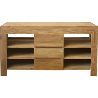 Teako Design Waschbeckenunterschrank Pajala Teak Massivholz Doppelwaschtisch 120/150/180cm Bad Unterschrank (50 x 150 x 80 cm)