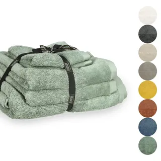 Schöner Wohnen Handtuch SET Sense , Grün , Textil , 50x100 cm , Oeko-Tex® Standard 100 , Heimtextilien, Badtextilien, Handtuchsets