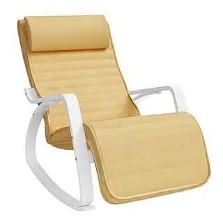 Songmics Schaukelstuhl gelb weiß Stoff, 1 St.
