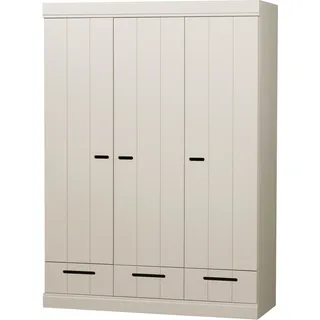 Kleiderschrank WOOOD "Connect Garderobenschrank, Mehrzweckschrank mit Schubkästen", staub, B:140cm H:195cm T:53cm, Massivholz, Schränke, Kleiderschrank, 3-türiger Kleiderschrank aus FSC-Kiefer, robust