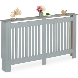 relaxdays Heizkörperverkleidung m. Holzoptikablage