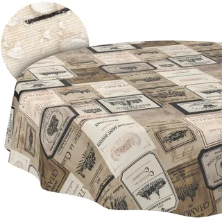 Tischdecke Stoff abwaschbar Tischtuch Tafeldecke pflegeleicht Lotuseffekt schmutz- & wasserabweisend für Indoor Outdoor Tischdecke Rund 140cm Schnittkante Wein