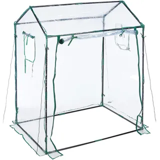 Relaxdays Foliengewächshaus, PVC-Folie, aufrollbare Tür & Fenster, HBT: 152x132x92 cm, Gewächshaus Tomaten, transparent - Transparent