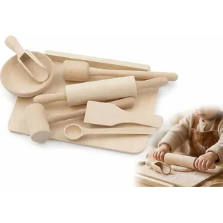 SET KLEINE KÖCHIN Holz-Küchenutensilien 8-teilig MONTESSORI