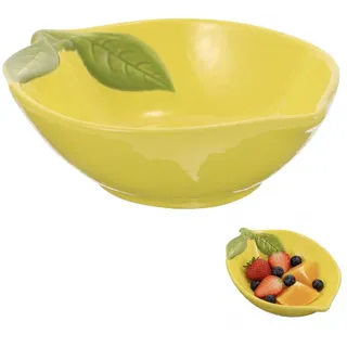 Zerodeko Keramik Zitronen Schale 17,5cm Kreative Salatschüssel Gelb Niedliche Obstschale Geschirr für Dessert Snacks Nüsse Sommerliche Dekoschale Servierteller