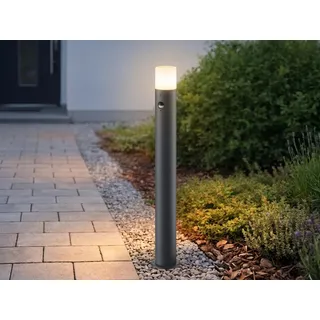 LED Garten Wegeleuchte aus Aluminium Anthrazit mit Bewegungsmelder, Höhe 80cm