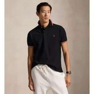 Polo Ralph Lauren für Herren. 710842621001 Custom Slim Fit Pique-Poloshirt schwarz (M), Lässig, Baumwolle, Klassisch, Kurzarm