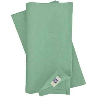 Linen & Cotton 4 x Stoffservietten Hygge, 100% Leinen - Mint Grün, 45 x 45 cm