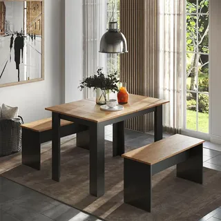 Vicco Sentio Anthrazit/Goldkraft Eiche 112 x 73.6 cm mit 2 Bänken, Model 37270