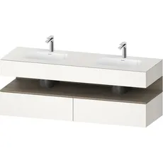 Duravit Qatego Einbauwaschtisch mit Konsolenwaschtischunterbau, 1600x550x600mm, Nische Eiche Terra, Doppelwaschtisch, QA4797035, Farbe: Weiß Supermatt