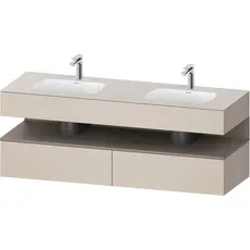 Duravit Qatego Einbauwaschtisch mit Konsolenwaschtischunterbau, 1600x550x600mm, Nische Basalt Matt, Doppelwaschtisch, QA4797043, Farbe: Taupe Matt/mit Nischenbeleuchtung